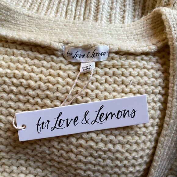 For Love And Lemons Kerry cardigan chunky knit color block cropped sweater L - Picture 6 of 9